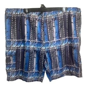 Urban Rags Sport Mens Swim Trunks Shorts Geometric Print Blue Black Size XL